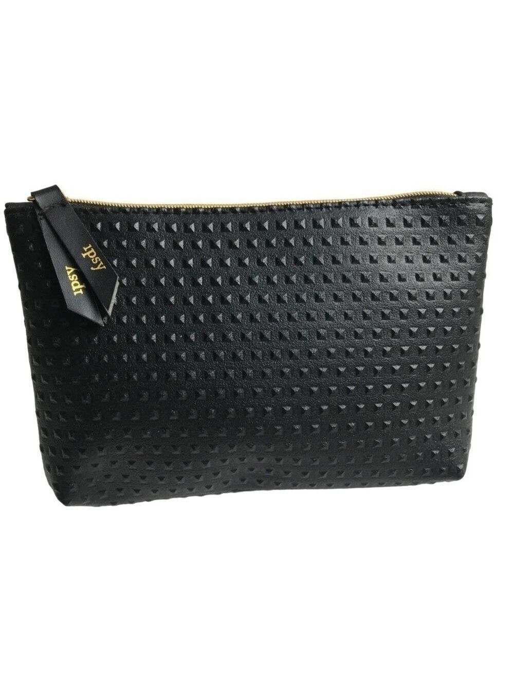 IPSY Zippered Textured Black Rubber Lined Case